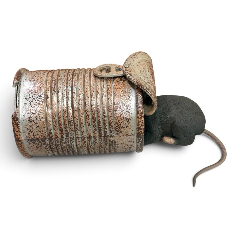 Vtg 2005' Gemmy Halloween Sound Activated Hungry Rat in Can Animated Prop Rat